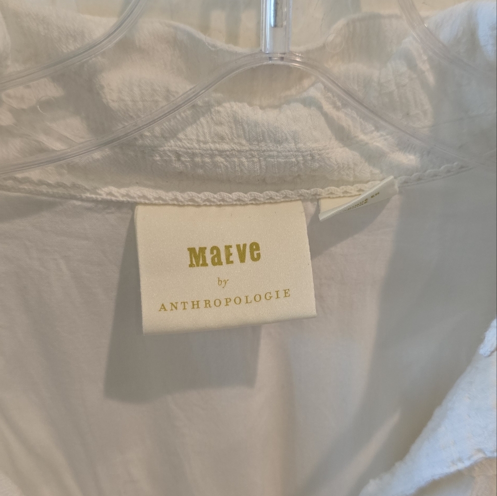 MAEVE by Anthropologie Aria White Textured Tie Waist Button down Midi Dress - Picture 8 of 8